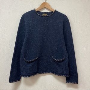 Woolrich Navy Blue Sweater with Tan Accents